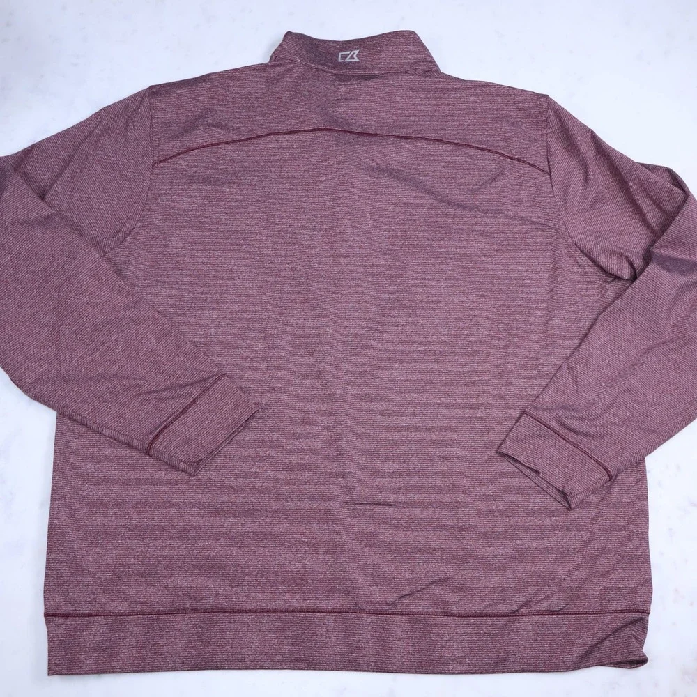 Cutter & Buck Virginia Tech Mens Quarter Zip Pullover Maroon Heather XXL Hokies